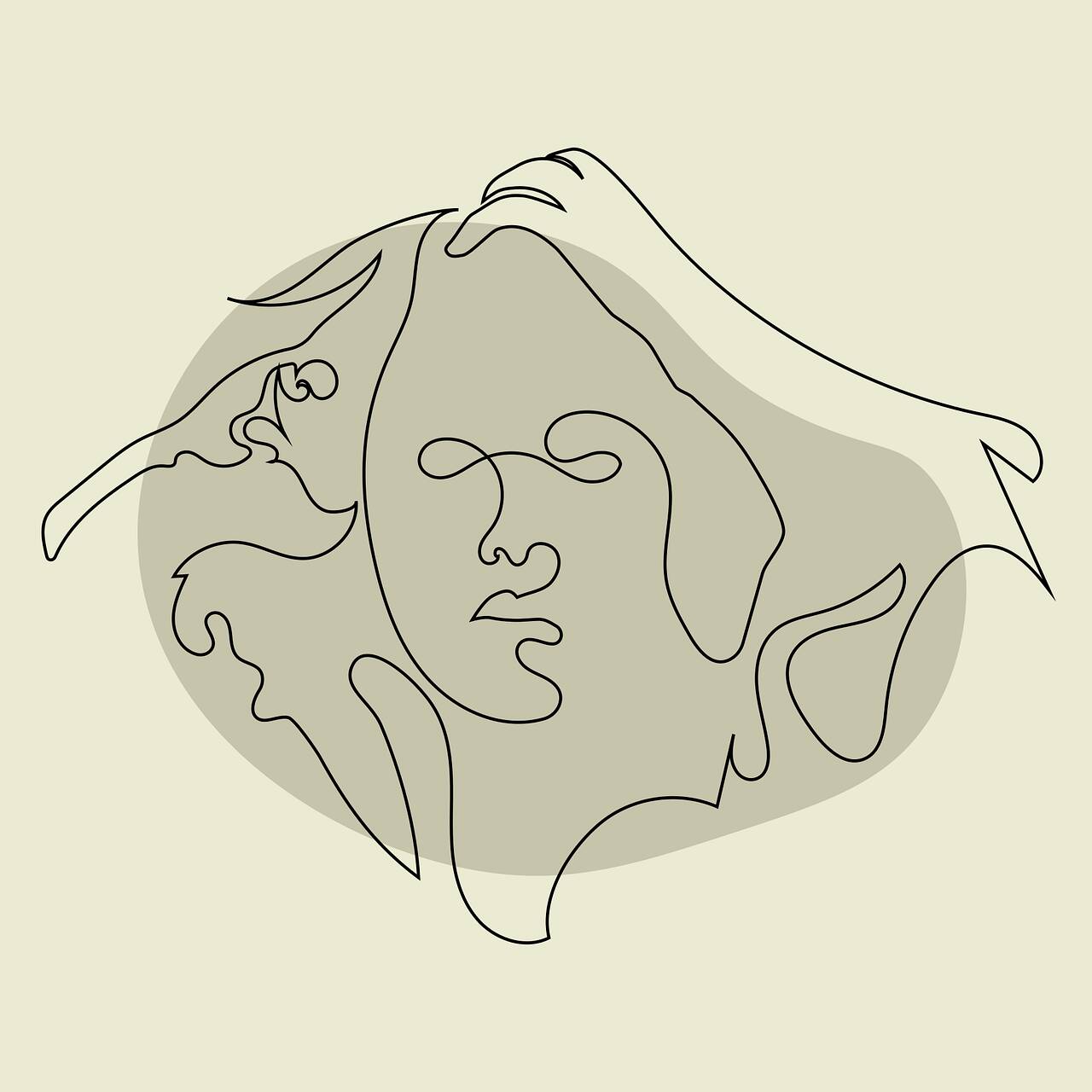 visage dessiné avec un simple trait de crayon